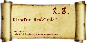 Klopfer Brúnó névjegykártya